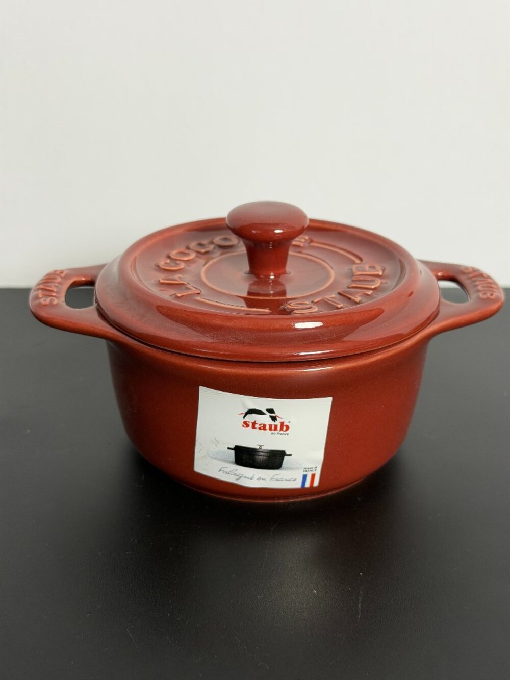 Staub Mini Ceramic La Cocotte Dark Red 0.2L/0.25Qt 10cm/4.0" Ramekin New No Box
